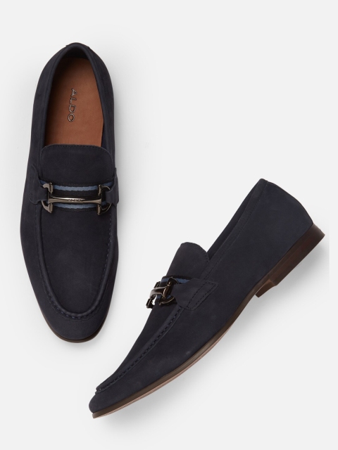 

ALDO Men Navy Blue Suede Horsebit Loafers