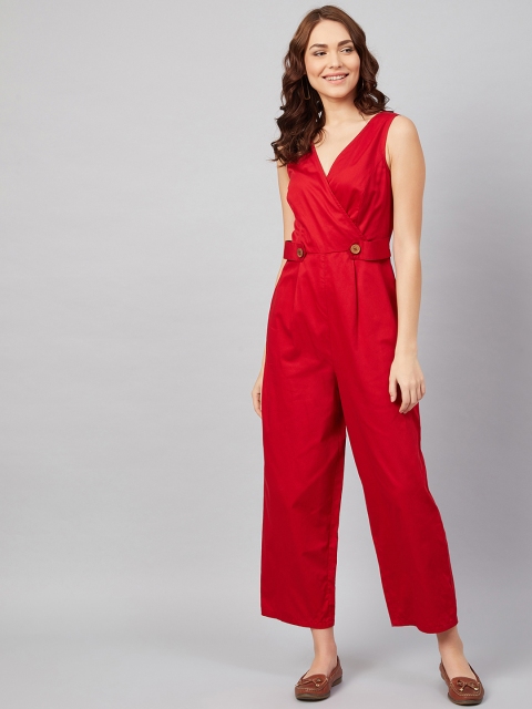 

Femella Women Red Solid Culotte Jumpsuit