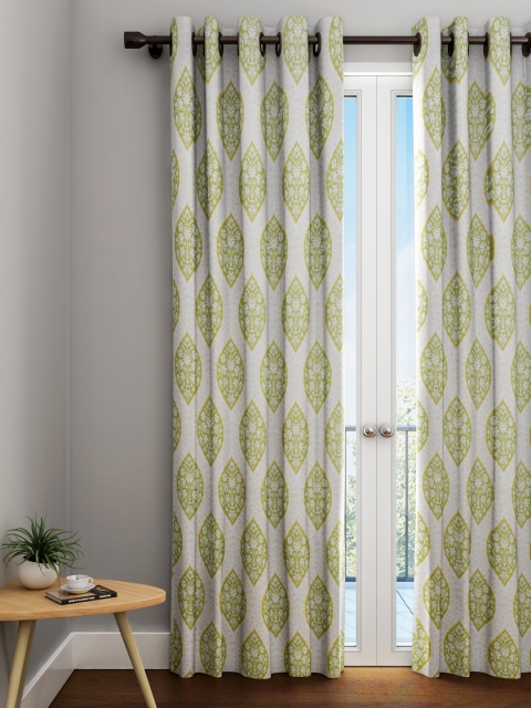 

URBAN DREAM Off-White & Green Ethnic Motifs Single Door Curtain