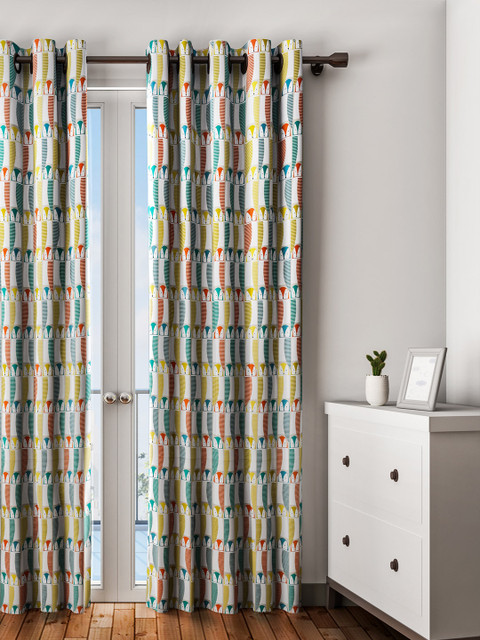 

URBAN DREAM White & Orange Single Long Door Curtain