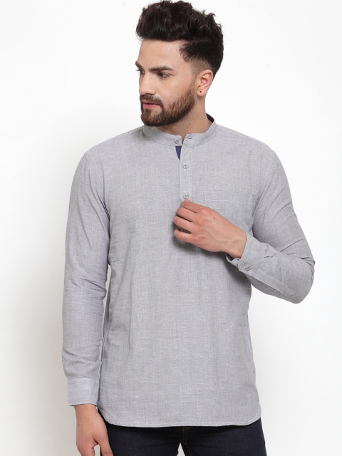 

NEUDIS Men Grey Solid Straight Kurta