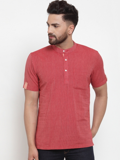 

NEUDIS Men Red Striped Straight Kurta