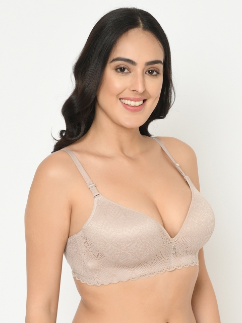 

Curvy Love Plus Size Brown Solid Underwired Lightly Padded Plunge Bra CL-1278