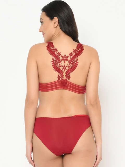 

Curvy Love Plus Size Women Red Solid Lingerie Set CL-1287 MAROON-C20