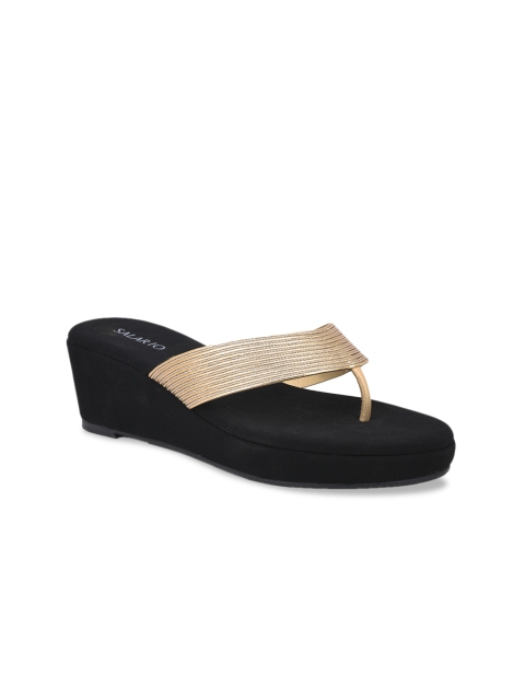 

SALARIO Women Gold-Toned Striped Wedges