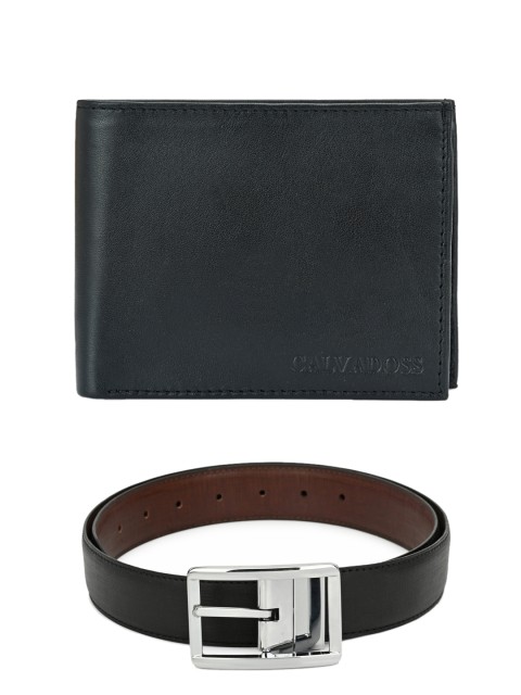 

Calvadoss Men Black & Brown Premium Belt & Wallet Accessory Gift Set
