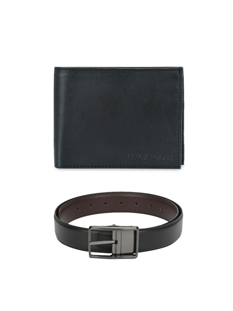 

Calvadoss Men Black & Brown Premium Belt & Wallet Gift Set