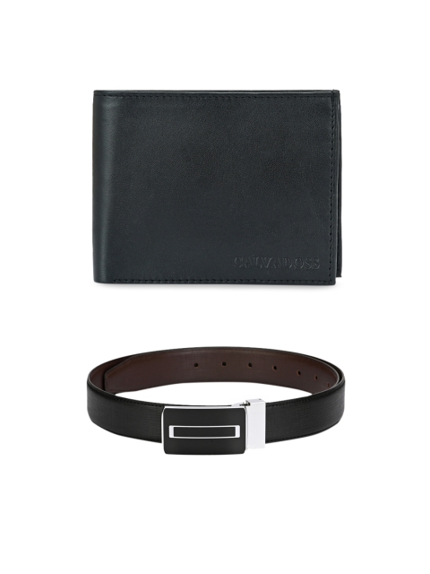 

Calvadoss Men Black & Brown Premium Belt & Wallet Gift Set