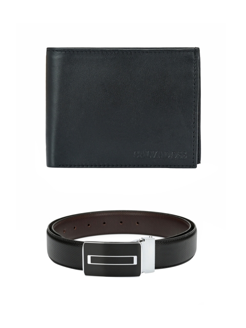 

Calvadoss Men Black & Brown Premium Belt & Wallet Gift Set