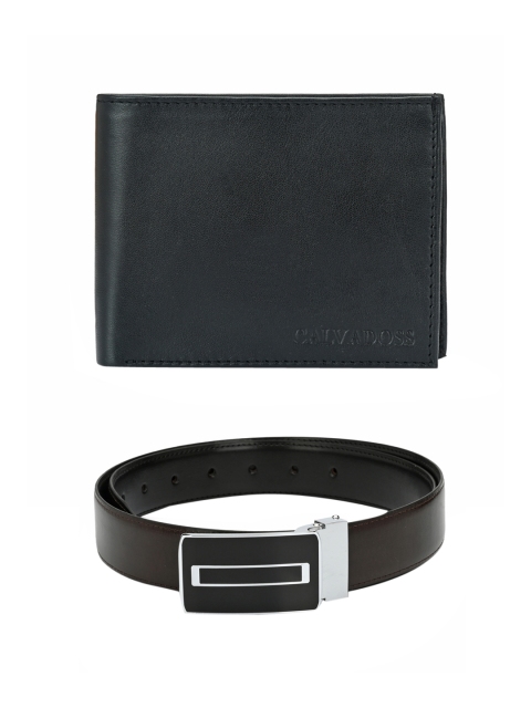 

Calvadoss Men Black & Brown Leather Accessory Gift Set