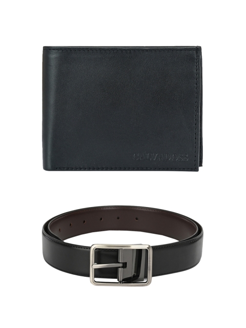 

Calvadoss Men Black & Brown Leather Accessory Gift Set