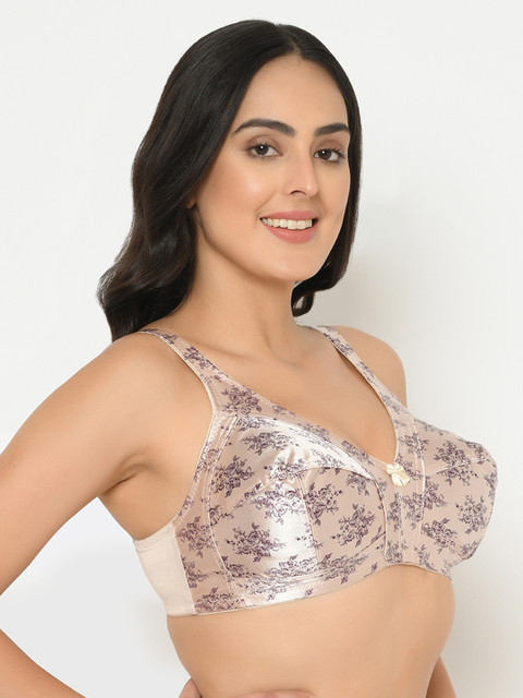 

Curvy Love Plus Size Beige Navy Blue Printed Non-Wired Non Padded Everyday Bra CL-07
