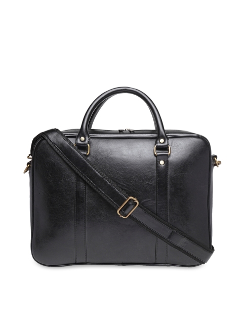 

Apsis Unisex Black Solid Leather Laptop Bag