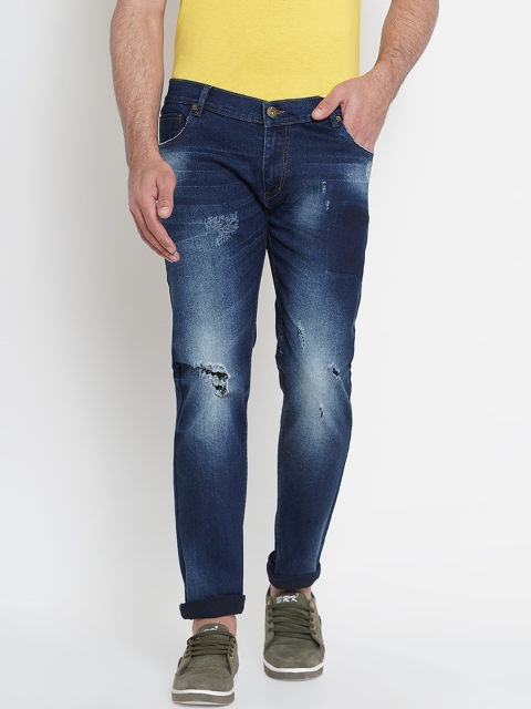 

Dais Men Blue Slim Fit Mid-Rise Low Distress Stretchable Jeans