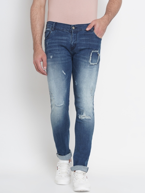 

Dais Men Blue Slim Fit Mid-Rise Low Distress Stretchable Jeans