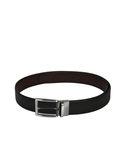 

Second SKIN Men Black & Brown Textured Genuine Leather Reversible Belt