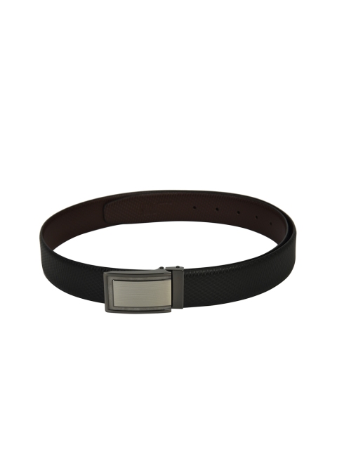 

Second SKIN Men Black & Brown Textured Genuine Leather Reversible Belt