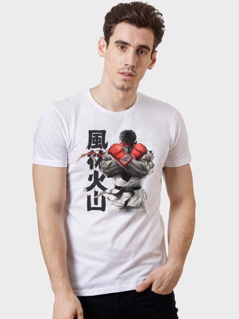 

Free Authority Men White Printed Street Fighter Round Neck T-shirt