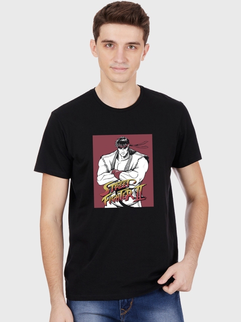 

Free Authority Men Black Street Fighter Printed Round Neck T-shirt
