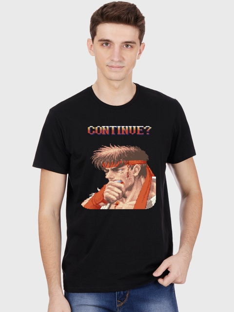 

Free Authority Men Black Street Fighter Printed T-shirt