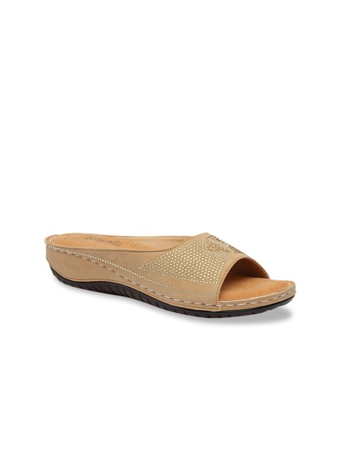 

Butterflies Women Beige Embellished Open Toe Flats