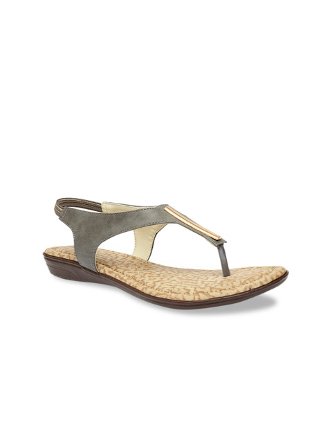 

Butterflies Women Grey Solid T-Strap Flats