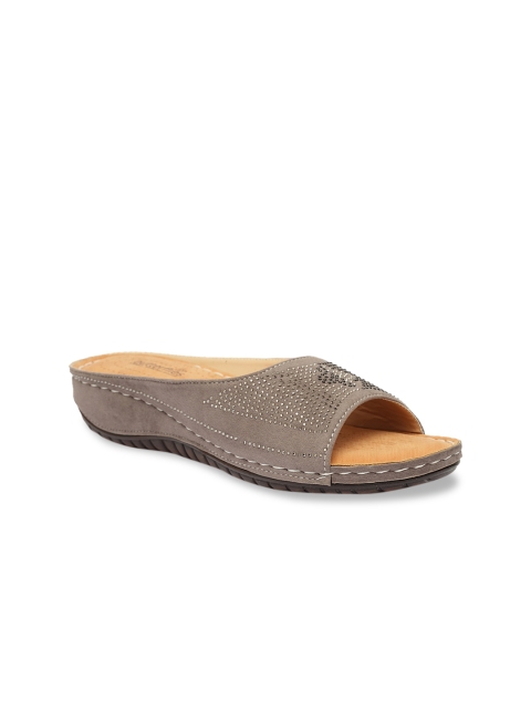 

Butterflies Women Grey Embellished Open Toe Flats