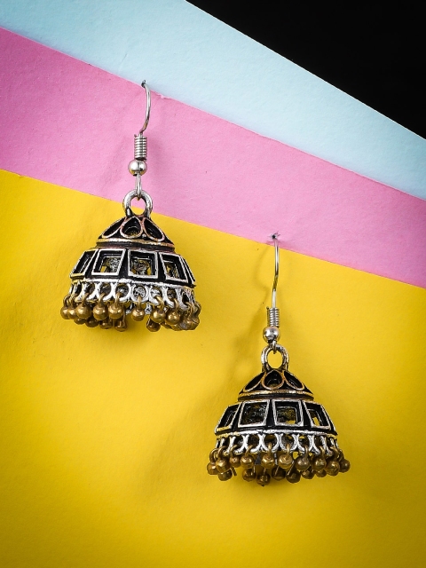 

Silvermerc Designs Silver-Toned Dome Shaped Jhumkas