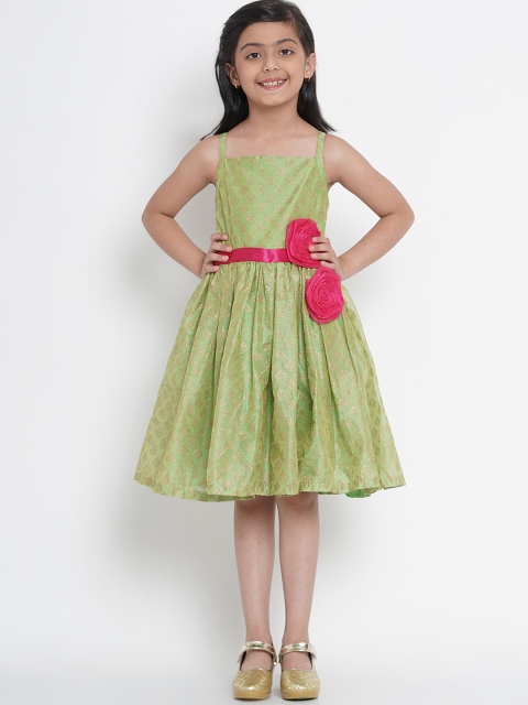 

Bitiya by Bhama Girls Green Printed Fit and Flare Dress
