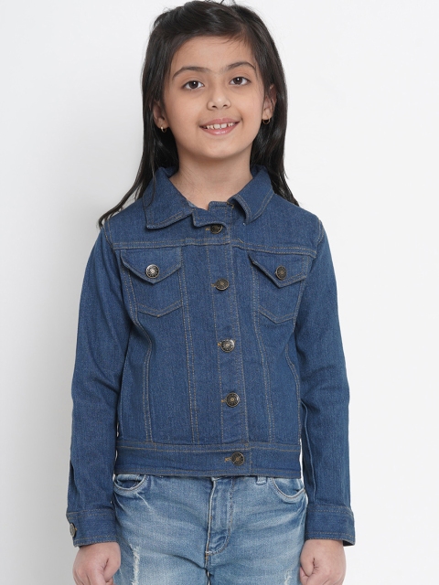 

Bitiya by Bhama Girls Blue Solid Denim Jacket