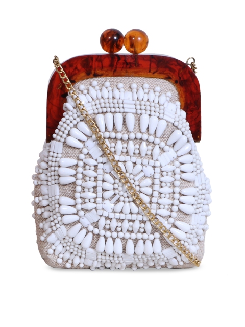 

Diwaah White & Red Self Design Sling Bag