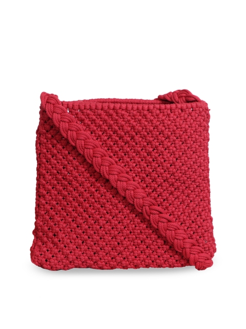 

Diwaah Red Self Design Sling Bag
