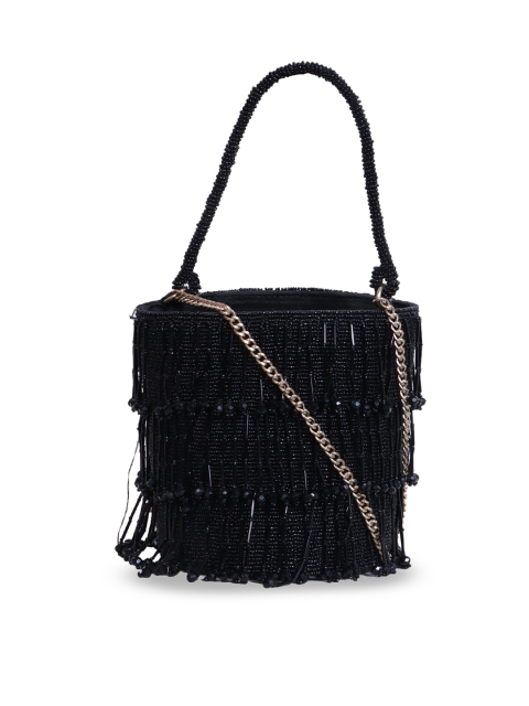 

Diwaah Black Self Design Handheld Bag