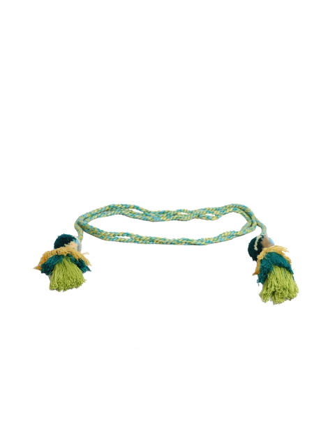 

Diwaah Women Sea Green & Yellow Handmade Woven Design Belt