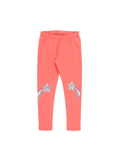 

Pantaloons Junior Girls Peach-Coloured Printed Skinny-Fit Ankle-Length Leggings