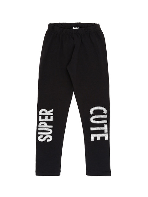 

Pantaloons Junior Girls Black Printed Slim-Fit Ankle-Length Leggings