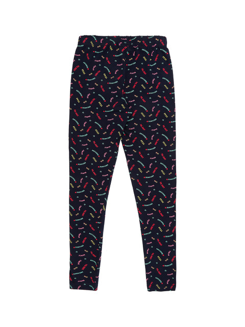 

Pantaloons Junior Girls Navy Blue & Red Printed Ankle-Length Leggings