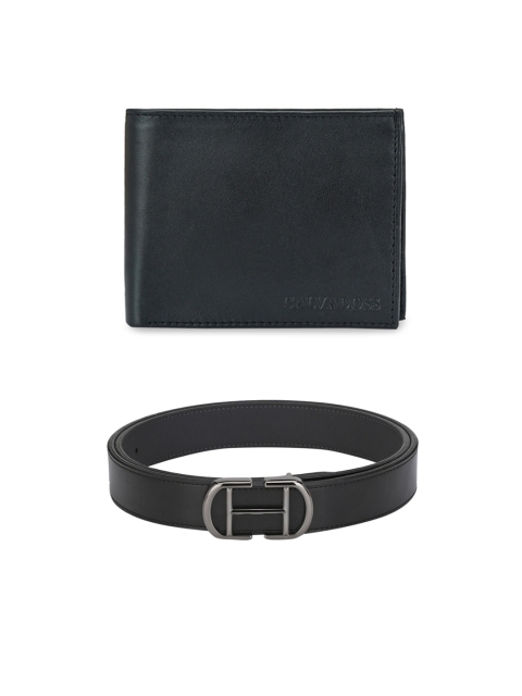 

Calvadoss Men Black Solid Premium Belt & Wallet Accessory Gift Set