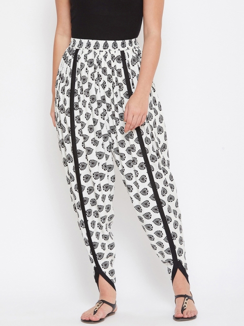 

TULIP 21 Women Off White & Black Block Printed Dhoti Pants