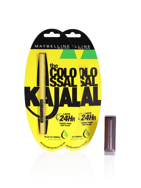 

Maybelline Set of 2 Colossal Kajal with Creamy Matte Mini Lipstick, Black