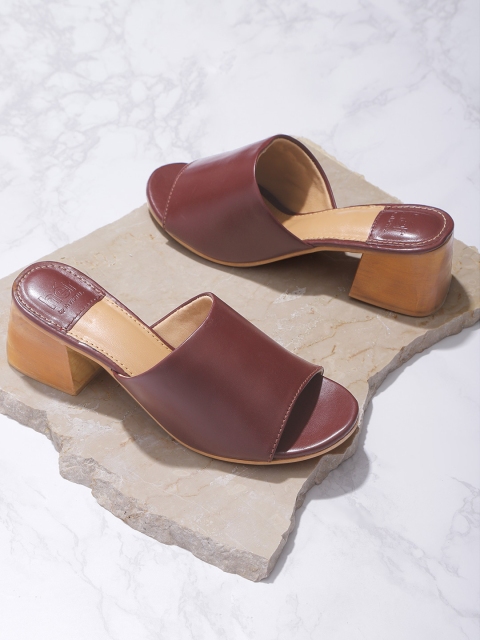 

her by invictus Women Burgundy Solid Heeled Mules