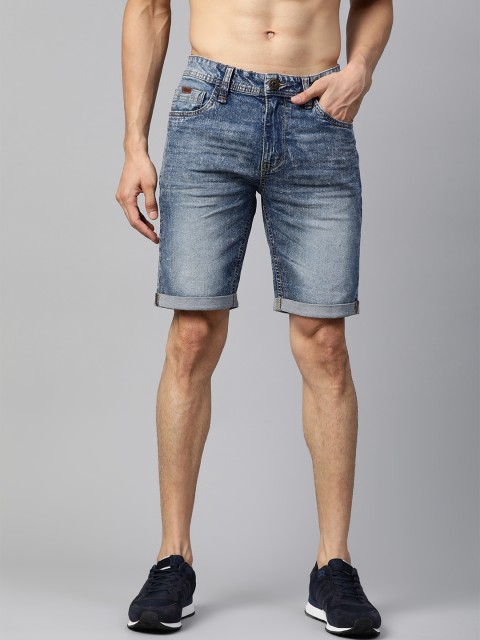 

Roadster Men Blue Washed Regular Fit Denim Shorts