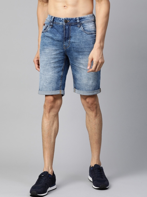 

Roadster Men Blue Washed Regular Fit Denim Shorts