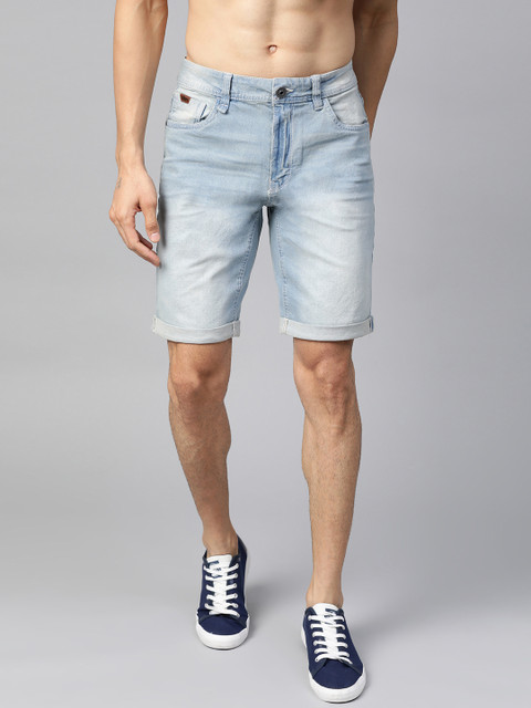 

Roadster Men Blue Washed Regular Fit Denim Shorts