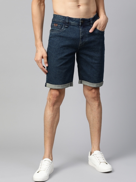 

Roadster Men Navy Blue Washed Regular Fit Denim Shorts