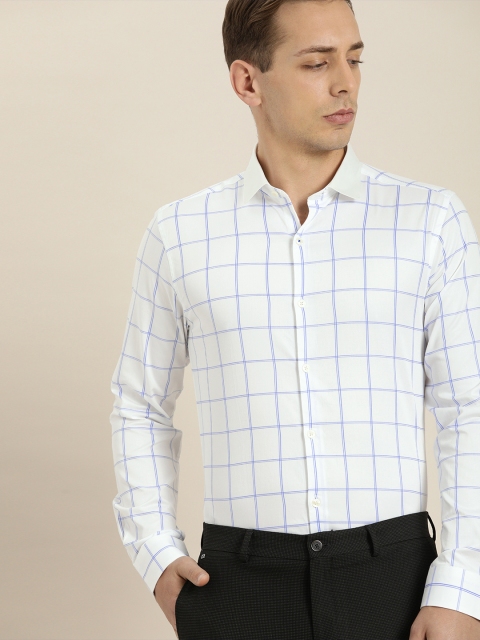 

INVICTUS Men White & Blue Slim Fit Checked Smart Casual Shirt