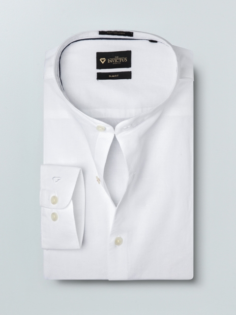 

INVICTUS Men White Regular Fit Cotton Linen Formal Shirt