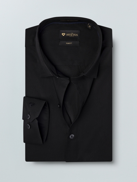 INVICTUS Men Black Slim Fit Solid Formal Shirt