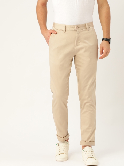 

INVICTUS Men Beige Regular Fit Solid Anti Microbial Trousers