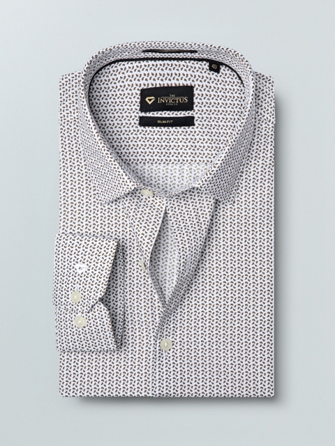 

INVICTUS Men White & Beige Slim Fit Printed Formal Shirt